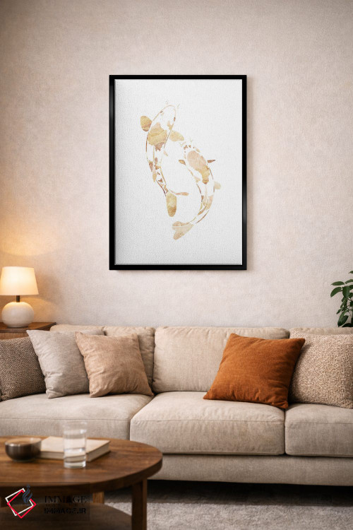 تابلو مدرن ماهی کوی ۱: سیلوئت طلایی اثر سارا مانوفسکی - D5B