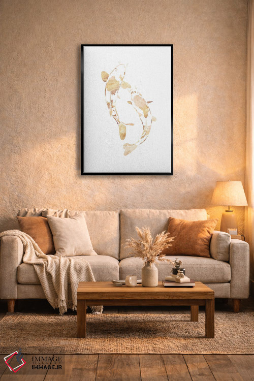 تابلو مدرن ماهی کوی ۱: سیلوئت طلایی اثر سارا مانوفسکی - D6B