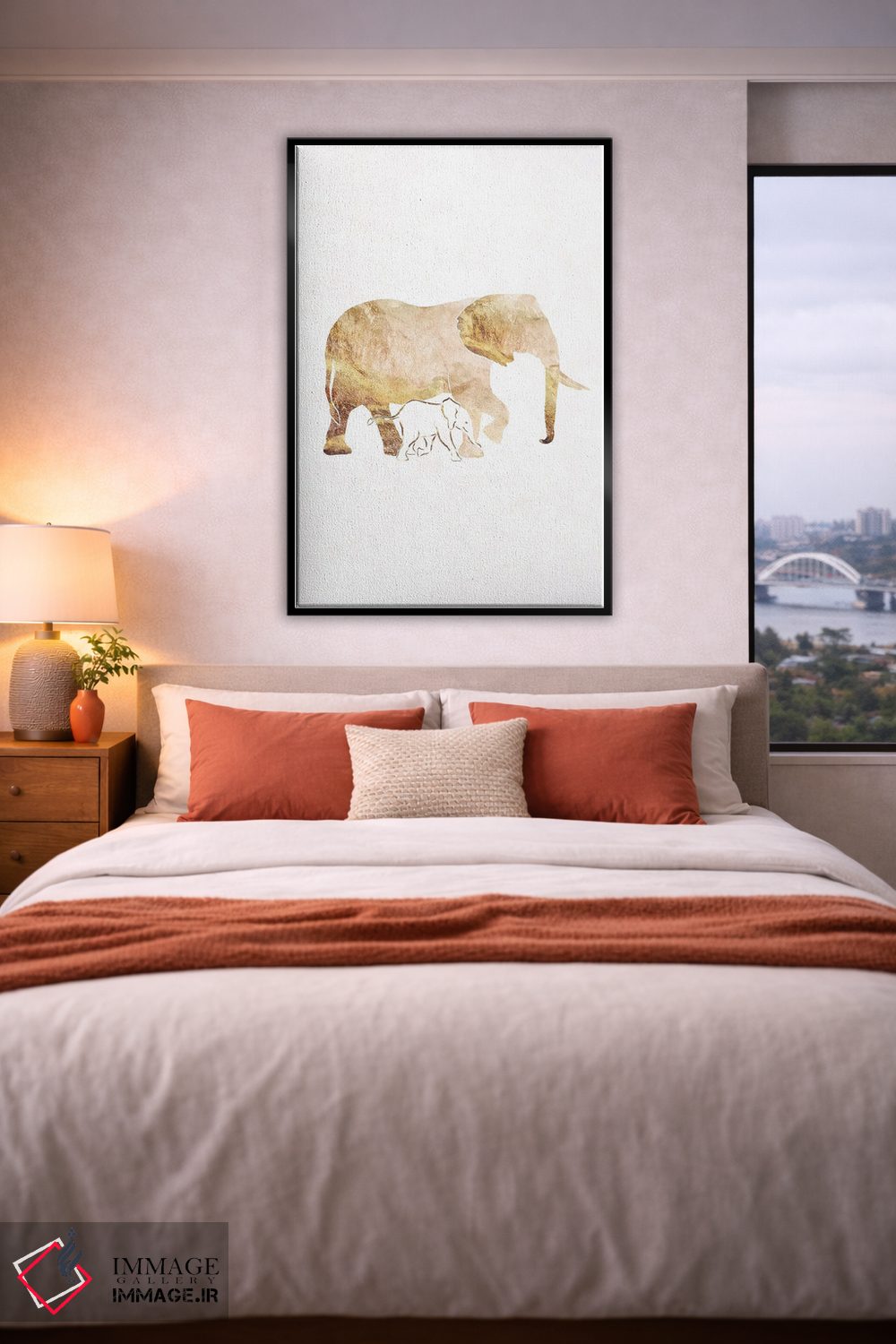 تابلو مدرن فیل ۱: سیلوئت طلایی اثر سارا مانوفسکی - D5B