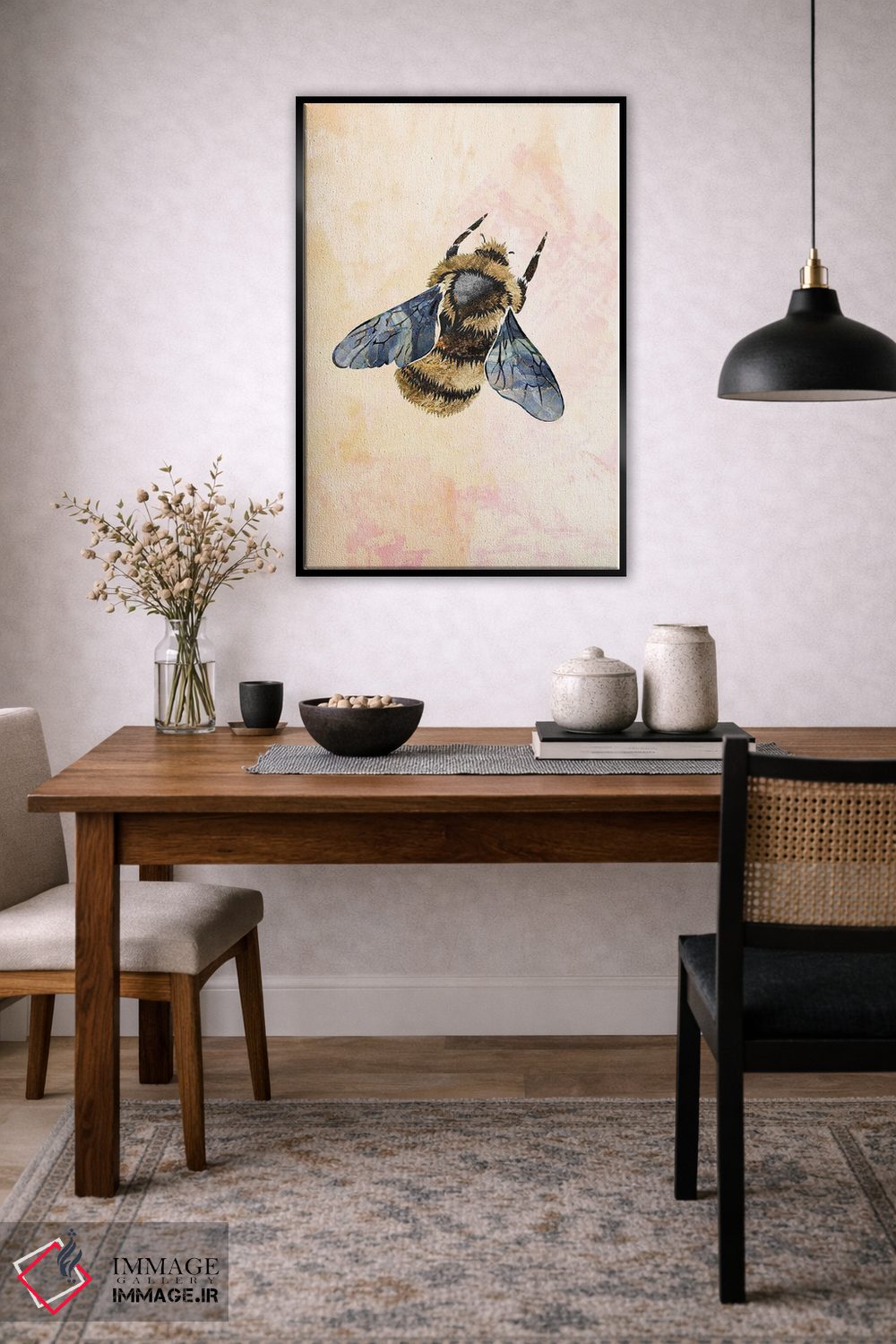 تابلو دکوراتیو زنبور آبرنگی فلزی ۲ اثر سارا مانوفسکی - D5B