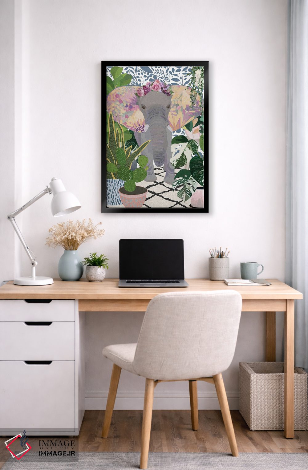 تابلو دکوراتیو فیل با گیاهان خانگی اثر سارا مانوفسکی - D6B