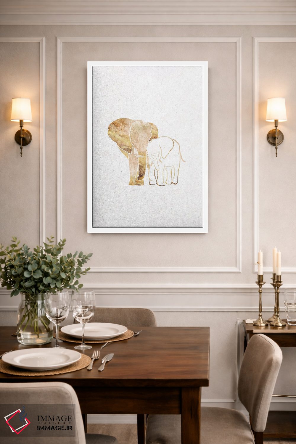 تابلو مدرن فیل ۲: سیلوئت طلایی اثر سارا مانوفسکی - D1W