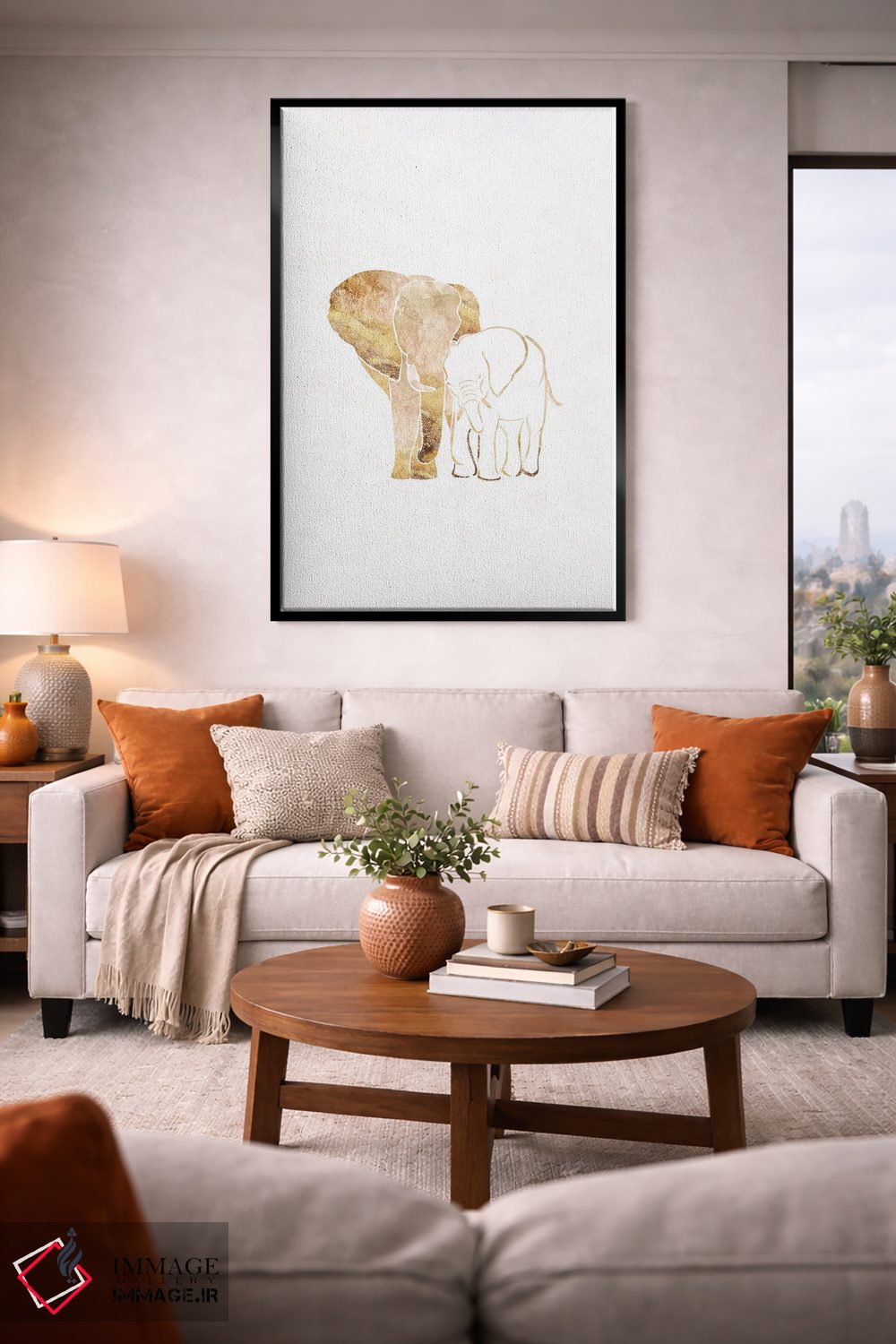 تابلو مدرن فیل ۲: سیلوئت طلایی اثر سارا مانوفسکی - D2B