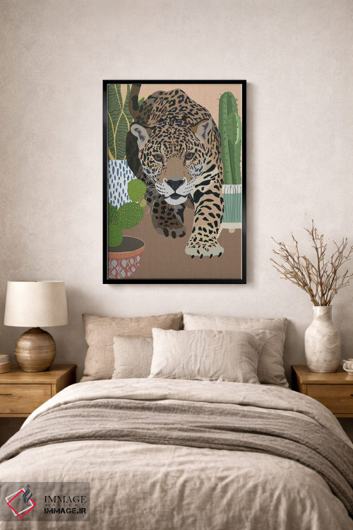 تابلو دکوراتیو پلنگ کاکتوس اثر سارا مانوفسکی - D1B