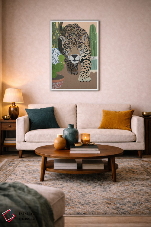 تابلو دکوراتیو پلنگ کاکتوس اثر سارا مانوفسکی - D5W