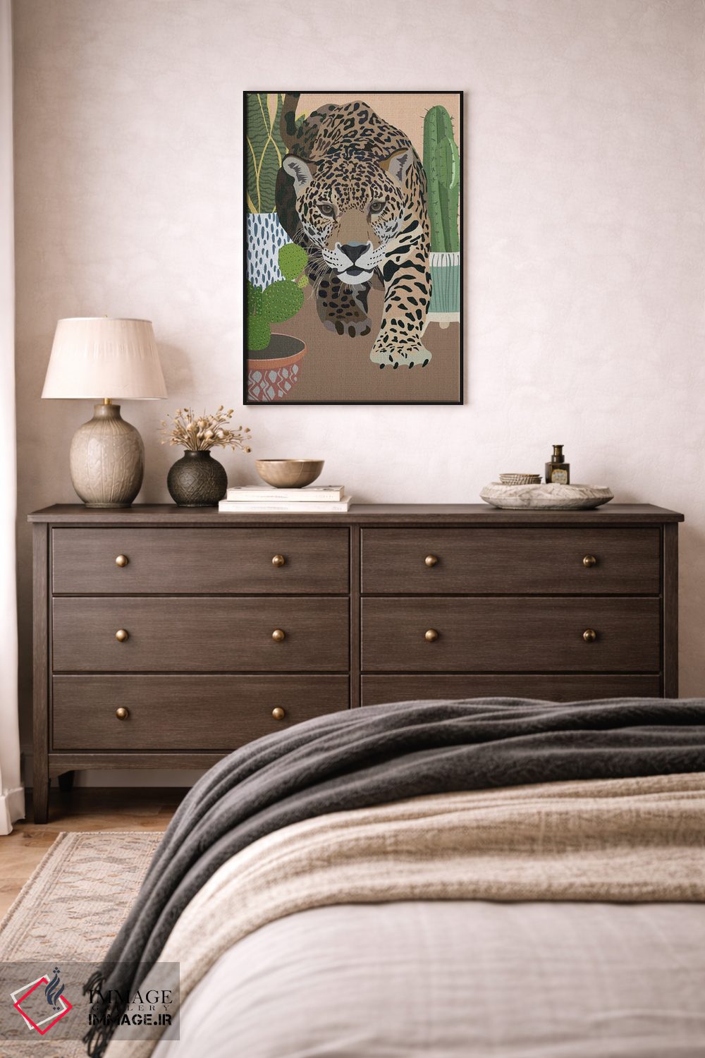 تابلو دکوراتیو پلنگ کاکتوس اثر سارا مانوفسکی - D6B