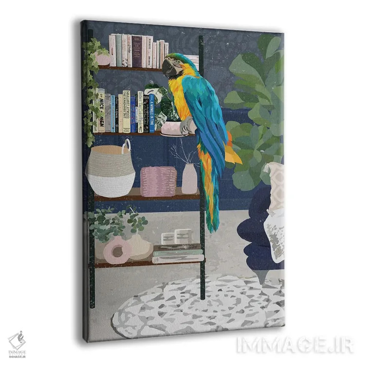 تابلو دکوراتیو قفسه کتاب ماکائو اثر سارا مانوفسکی - نمای پرسپکتیو محصول