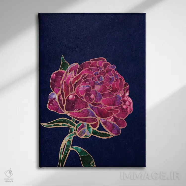 تابلو مدرن گل صدتومانی فلزی اثر سارا مانوفسکی - نمای روبهرو روی دیوار