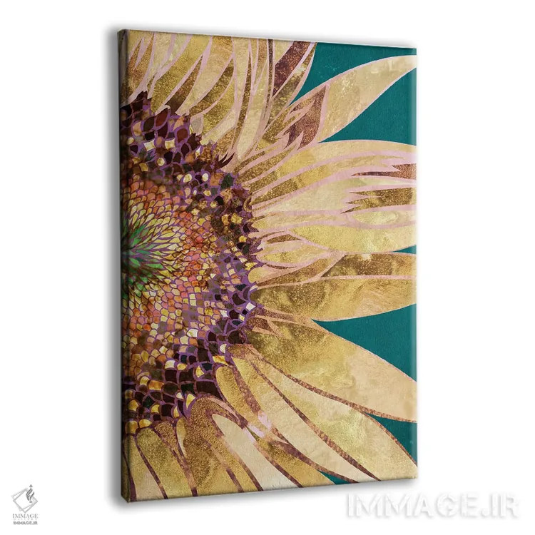 تابلو دکوراتیو آفتابگردان طلایی و سبز اثر سارا مانوفسکی - نمای پرسپکتیو محصول