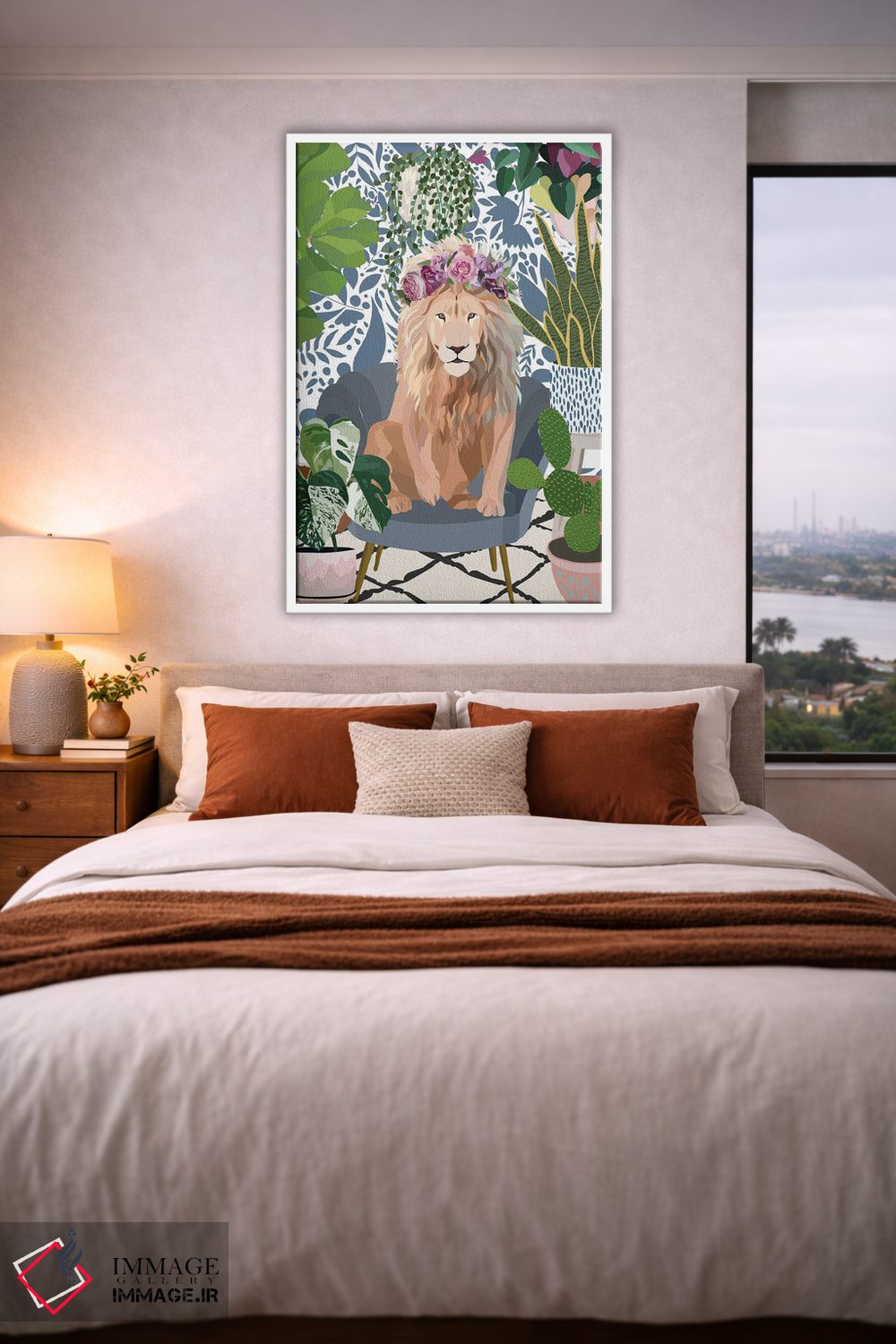 تابلو دکوراتیو شیر با گیاهان خانگی اثر سارا مانوفسکی - D2W