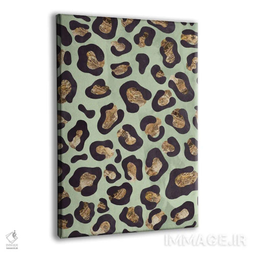 تابلو دکوراتیو نقش پلنگی سبز طلایی اثر سارا مانوفسکی - نمای پرسپکتیو محصول