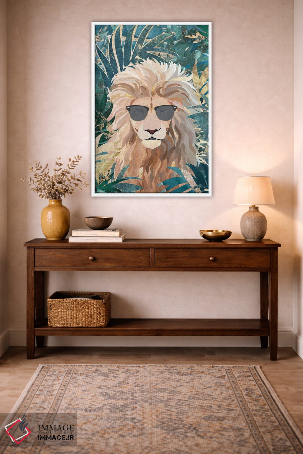 تابلو دکوراتیو شیر در جنگل اثر سارا مانوفسکی - D2W