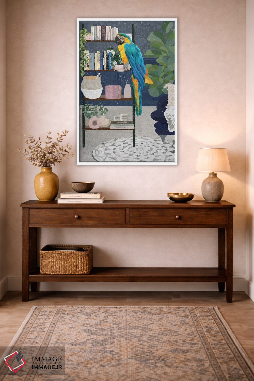 تابلو دکوراتیو قفسه کتاب ماکائو اثر سارا مانوفسکی - D1W