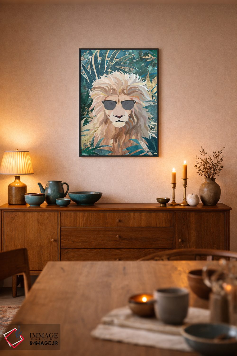 تابلو دکوراتیو شیر در جنگل اثر سارا مانوفسکی - D6B