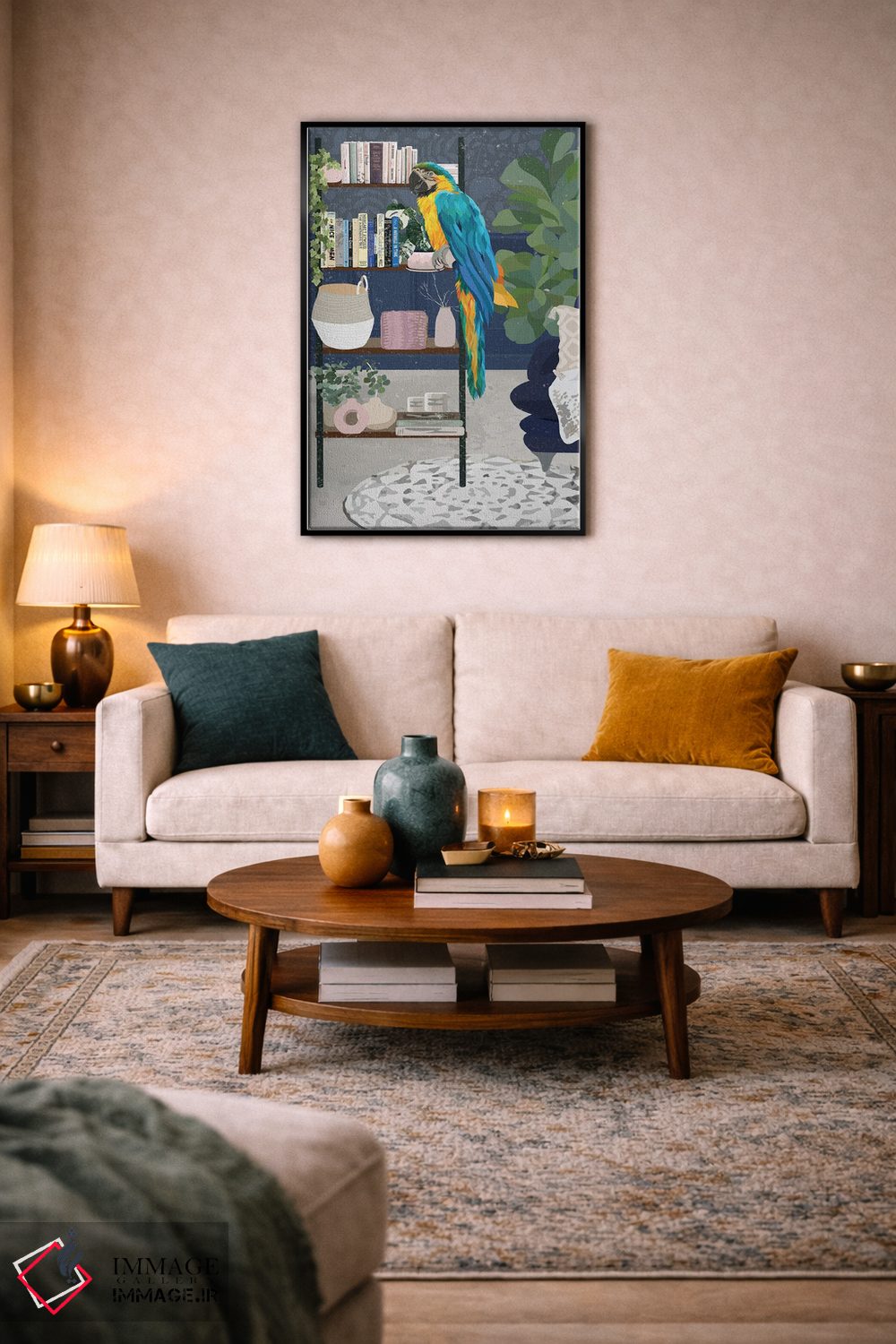 تابلو دکوراتیو قفسه کتاب ماکائو اثر سارا مانوفسکی - D3B