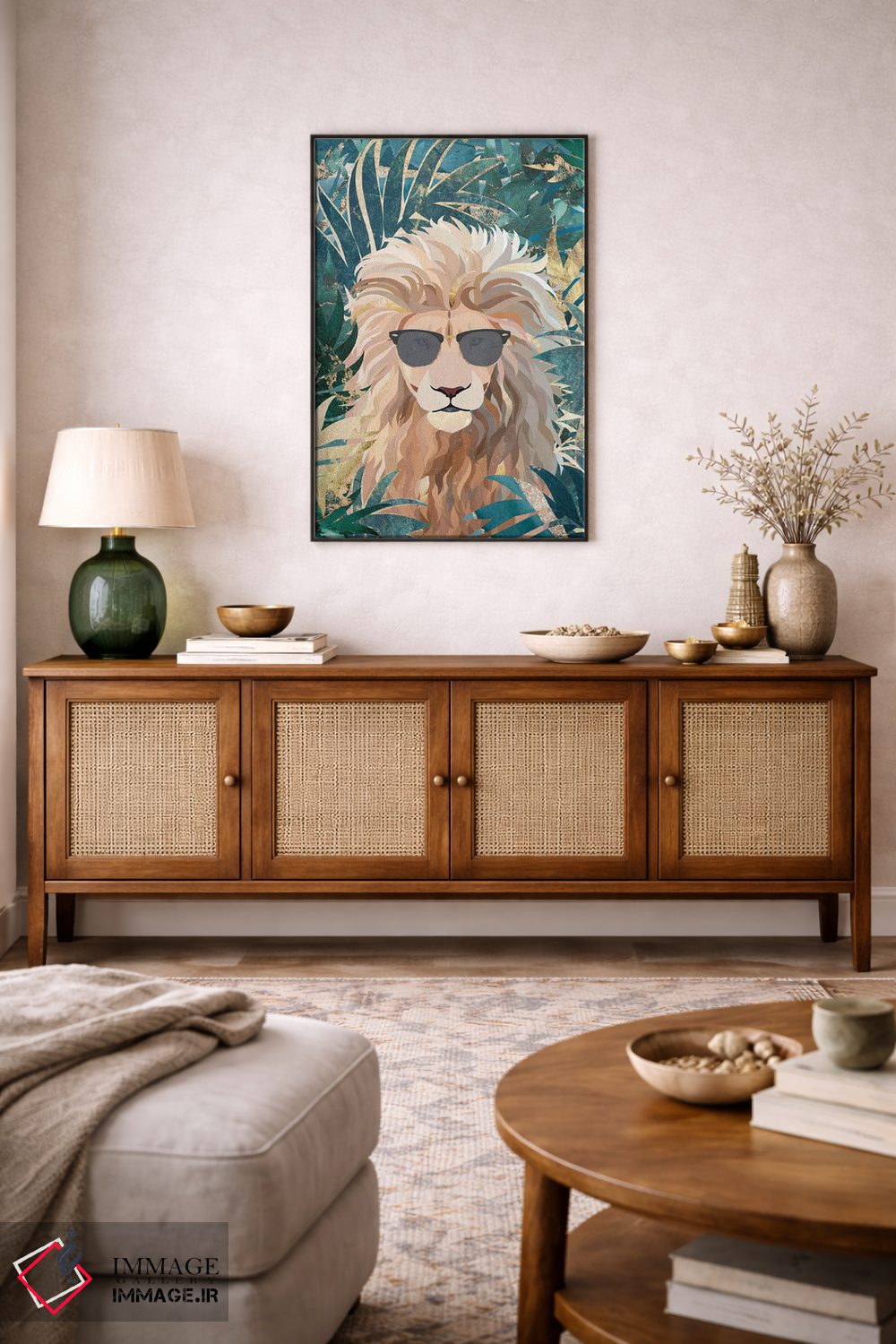 تابلو دکوراتیو شیر در جنگل اثر سارا مانوفسکی - D4B