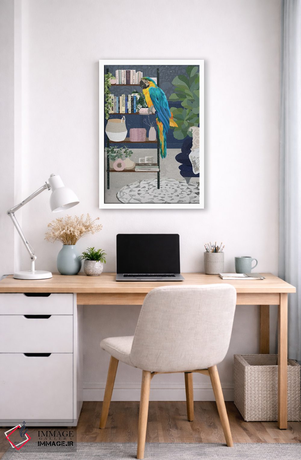 تابلو دکوراتیو قفسه کتاب ماکائو اثر سارا مانوفسکی - D5W