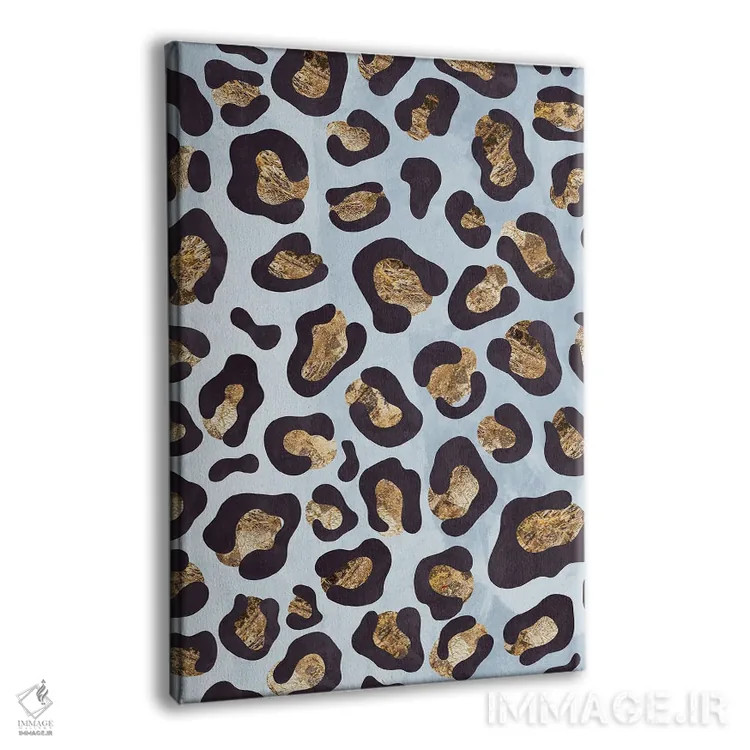 تابلو دکوراتیو نقش پلنگی آبی طلایی اثر سارا مانوفسکی - نمای پرسپکتیو محصول