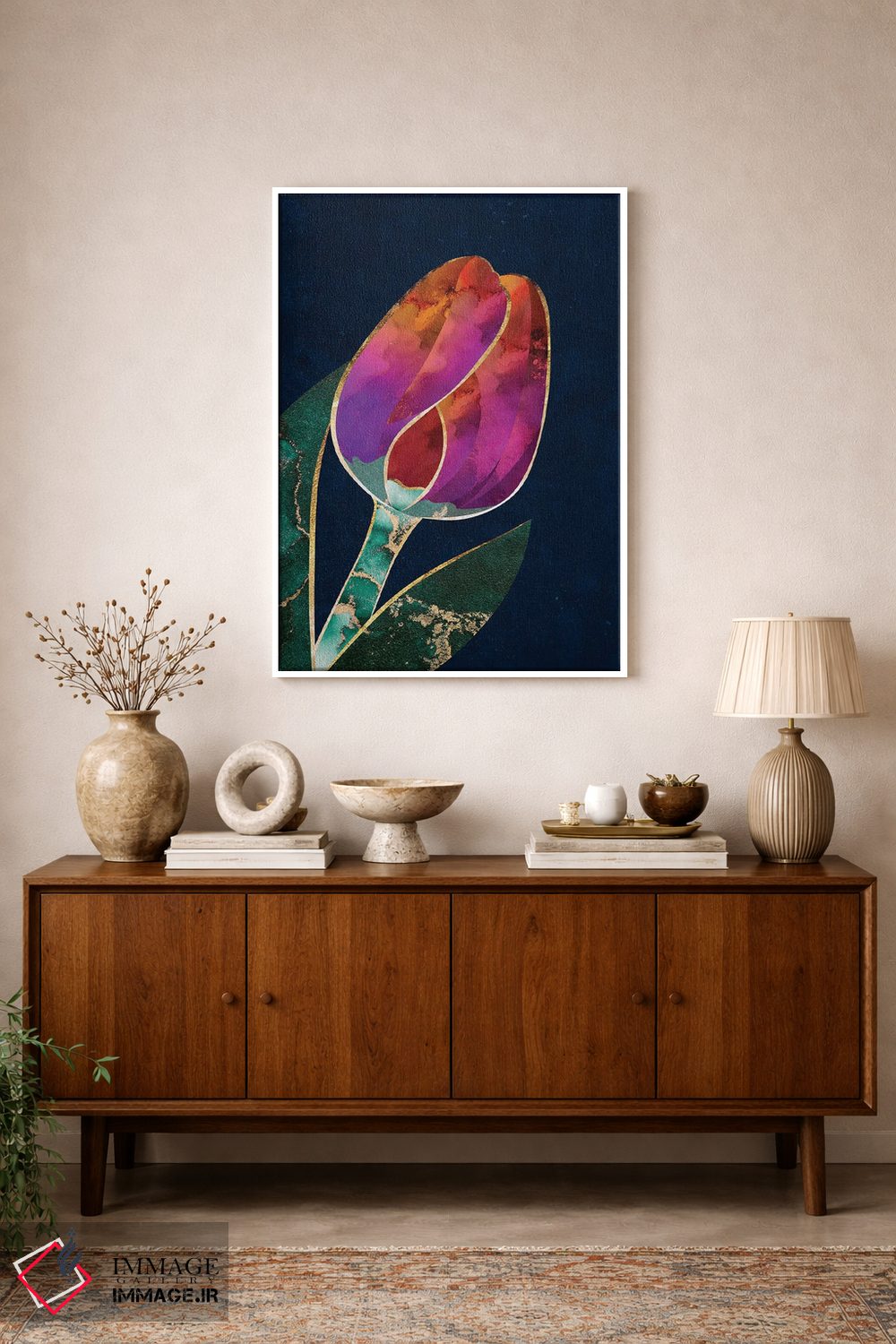 تابلو مدرن لاله فلزی اثر سارا مانوفسکی - D1W