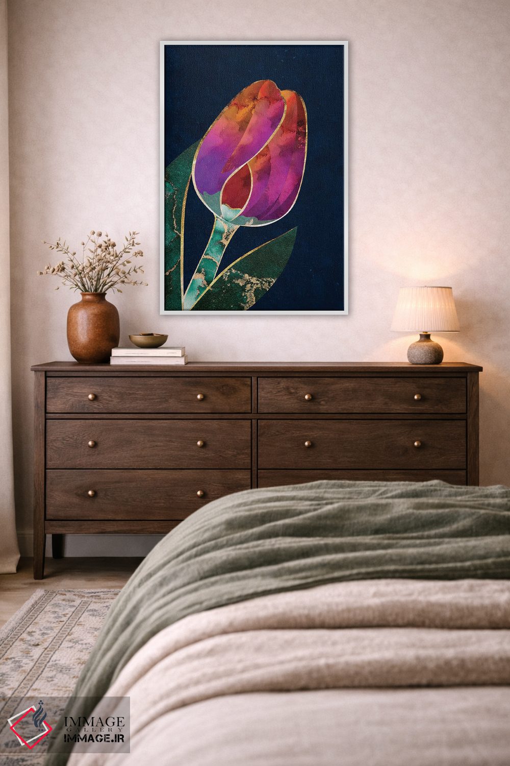 تابلو مدرن لاله فلزی اثر سارا مانوفسکی - D4W