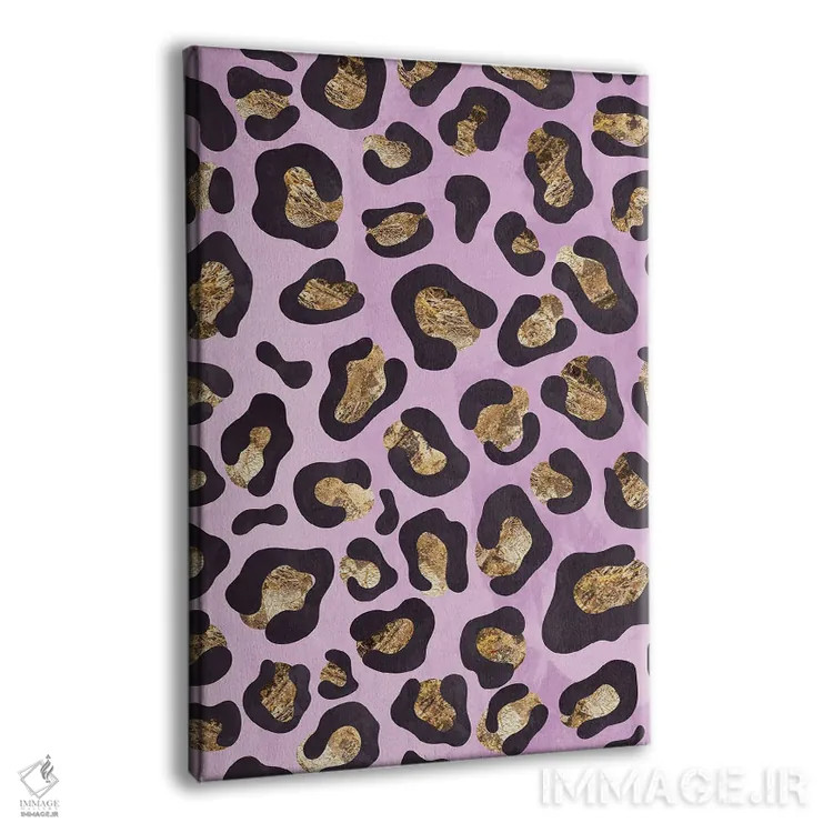 تابلو دکوراتیو نقش پلنگی صورتی طلایی اثر سارا مانوفسکی - نمای پرسپکتیو محصول