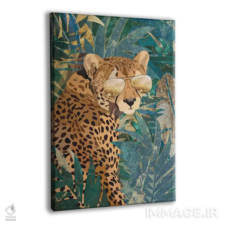 تابلو دکوراتیو یوزپلنگ باحال در جنگل اثر سارا مانوفسکی - نمای پرسپکتیو محصول