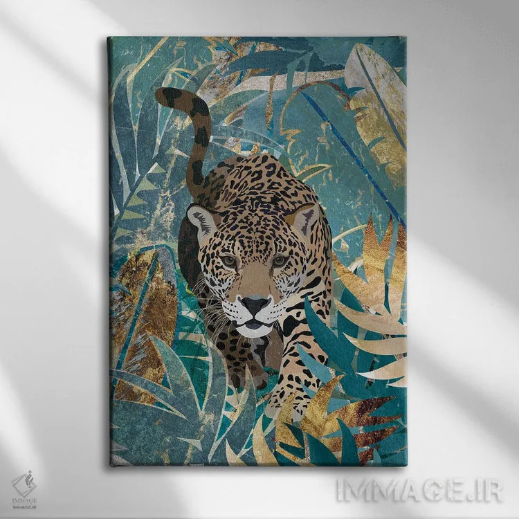 تابلو دکوراتیو پلنگ در جنگل اثر سارا مانوفسکی - نمای روبهرو روی دیوار