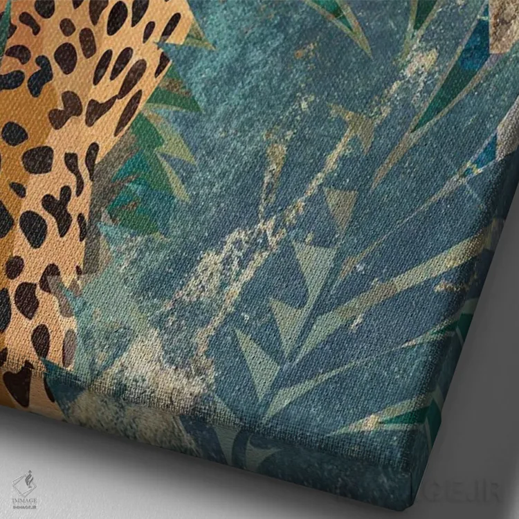 تابلو دکوراتیو یوزپلنگ در جنگل اثر سارا مانوفسکی - نمای نزدیک بافت بوم