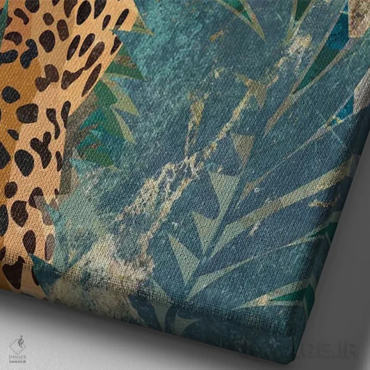 تابلو دکوراتیو یوزپلنگ باحال در جنگل اثر سارا مانوفسکی - نمای نزدیک بافت بوم