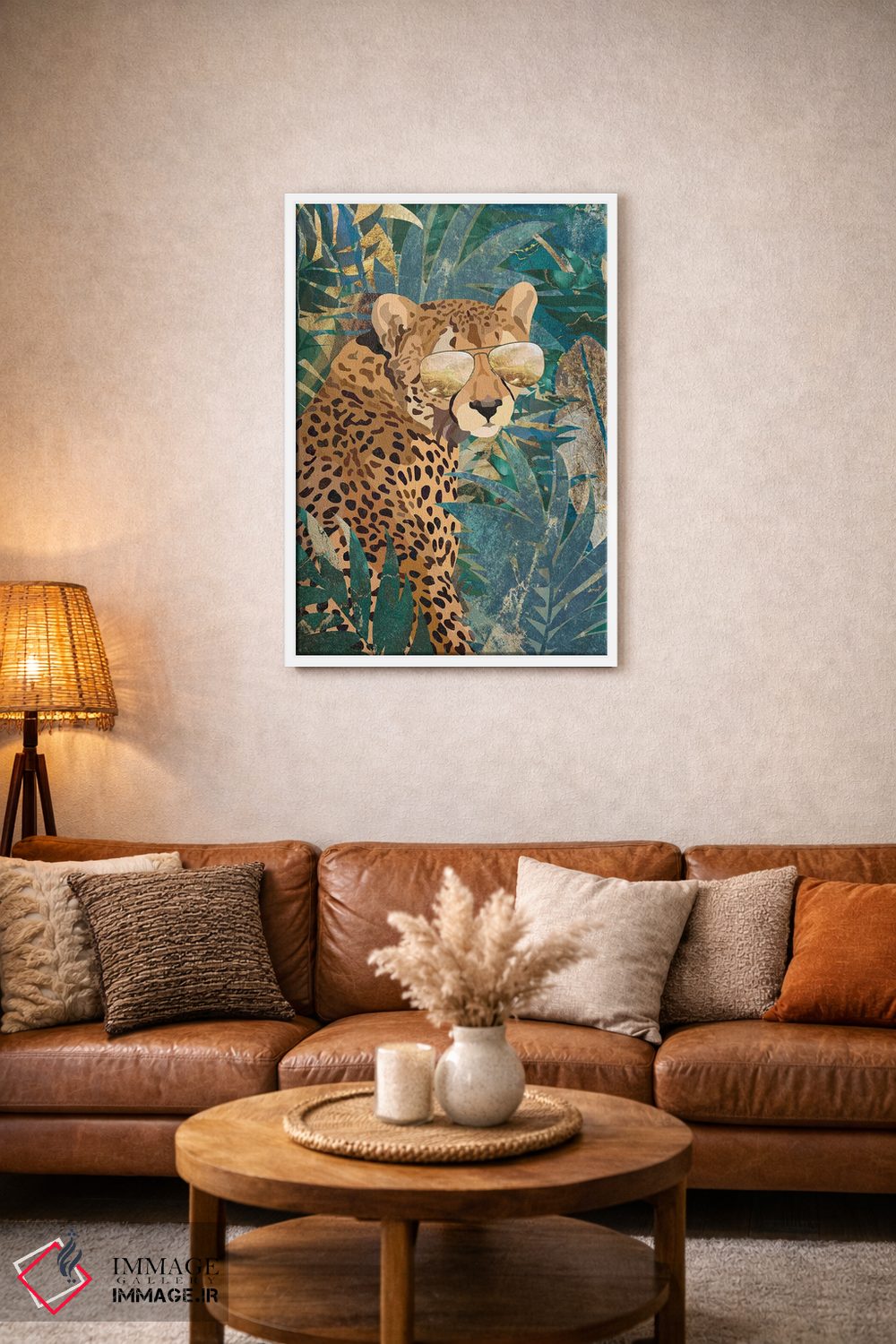 تابلو دکوراتیو یوزپلنگ باحال در جنگل اثر سارا مانوفسکی - D2W