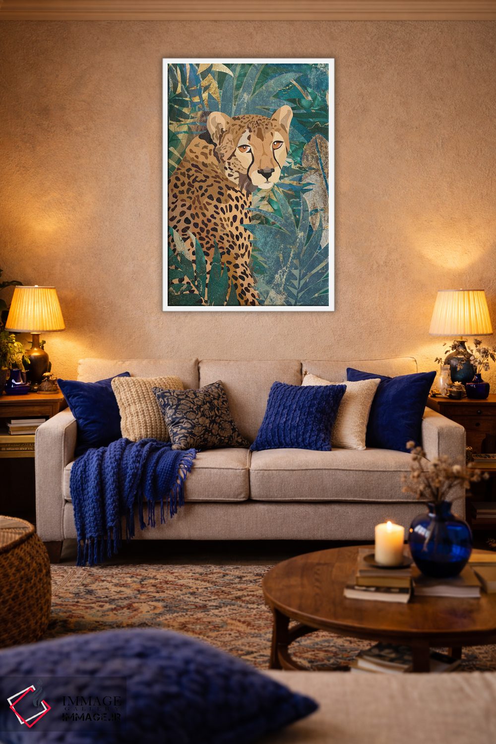 تابلو دکوراتیو یوزپلنگ در جنگل اثر سارا مانوفسکی - D2W