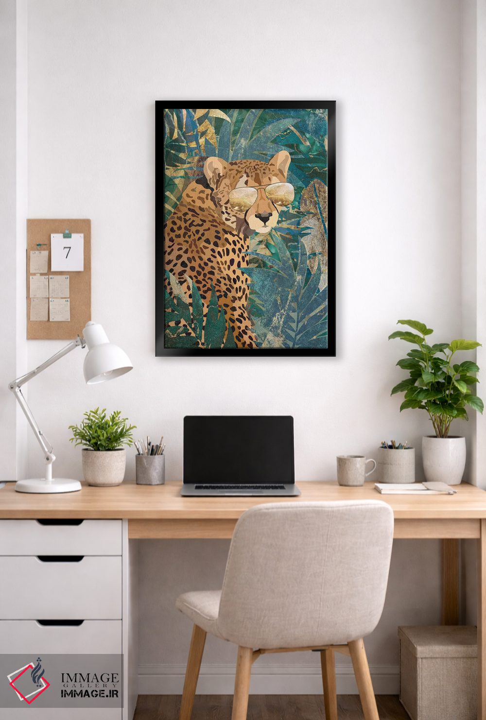 تابلو دکوراتیو یوزپلنگ باحال در جنگل اثر سارا مانوفسکی - D6B