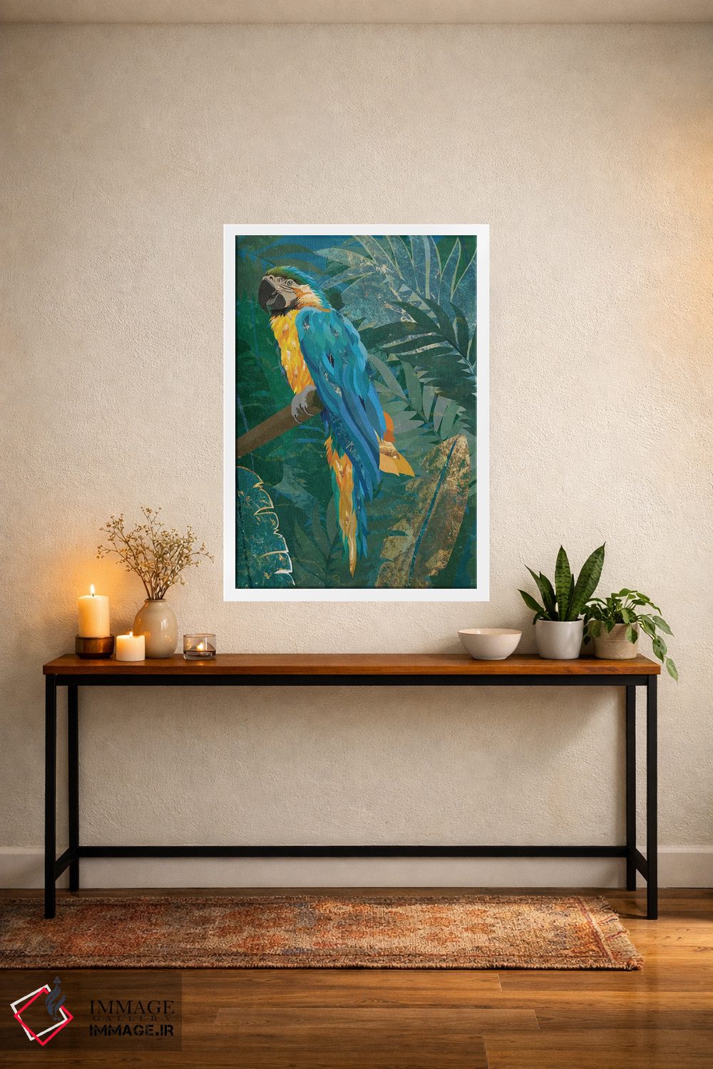 تابلو دکوراتیو طوطی ماکائو در جنگل اثر سارا مانوفسکی - D3W