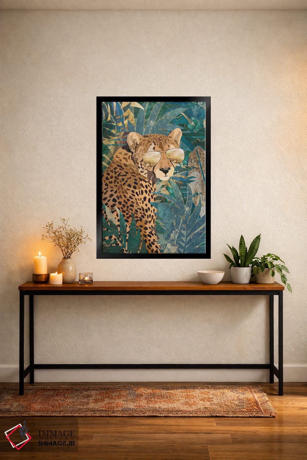 تابلو دکوراتیو یوزپلنگ باحال در جنگل اثر سارا مانوفسکی - D5B