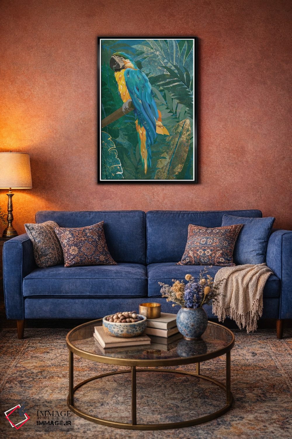 تابلو دکوراتیو طوطی ماکائو در جنگل اثر سارا مانوفسکی - D5B