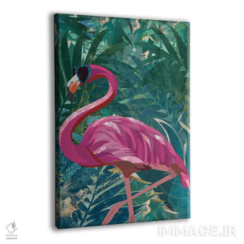 تابلو دکوراتیو فلامینگو در جنگل بارانی استوایی اثر سارا مانوفسکی - نمای پرسپکتیو محصول