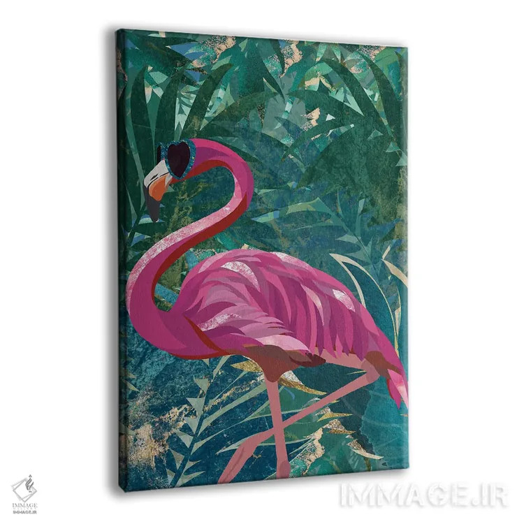تابلو دکوراتیو فلامینگو در جنگل بارانی استوایی اثر سارا مانوفسکی - نمای پرسپکتیو محصول