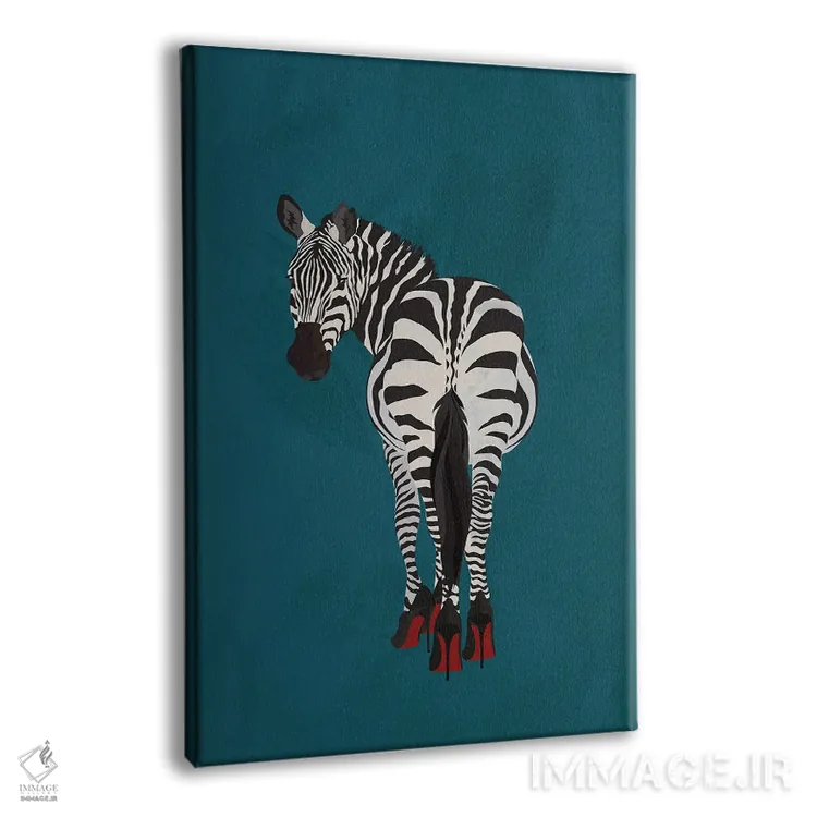 تابلو مینیمال گورخر شیک پوش با کفش پاشنه بلند اثر سارا مانوفسکی - نمای پرسپکتیو محصول