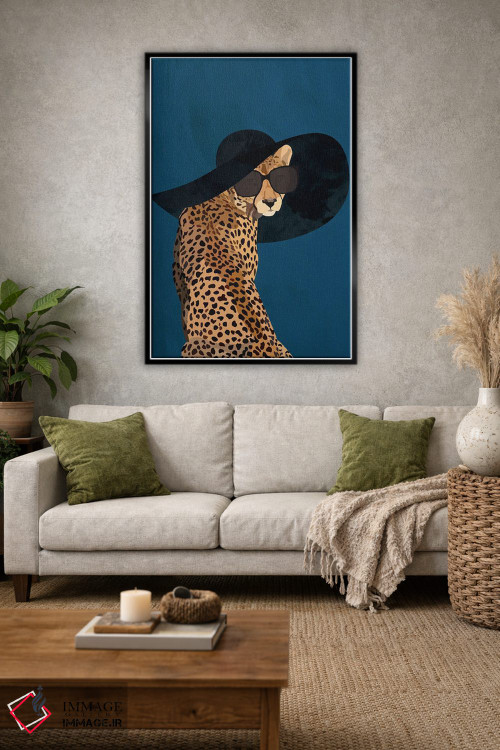 تابلو مینیمال یوزپلنگ مدرن با کلاه آفتابی اثر سارا مانوفسکی - D1B