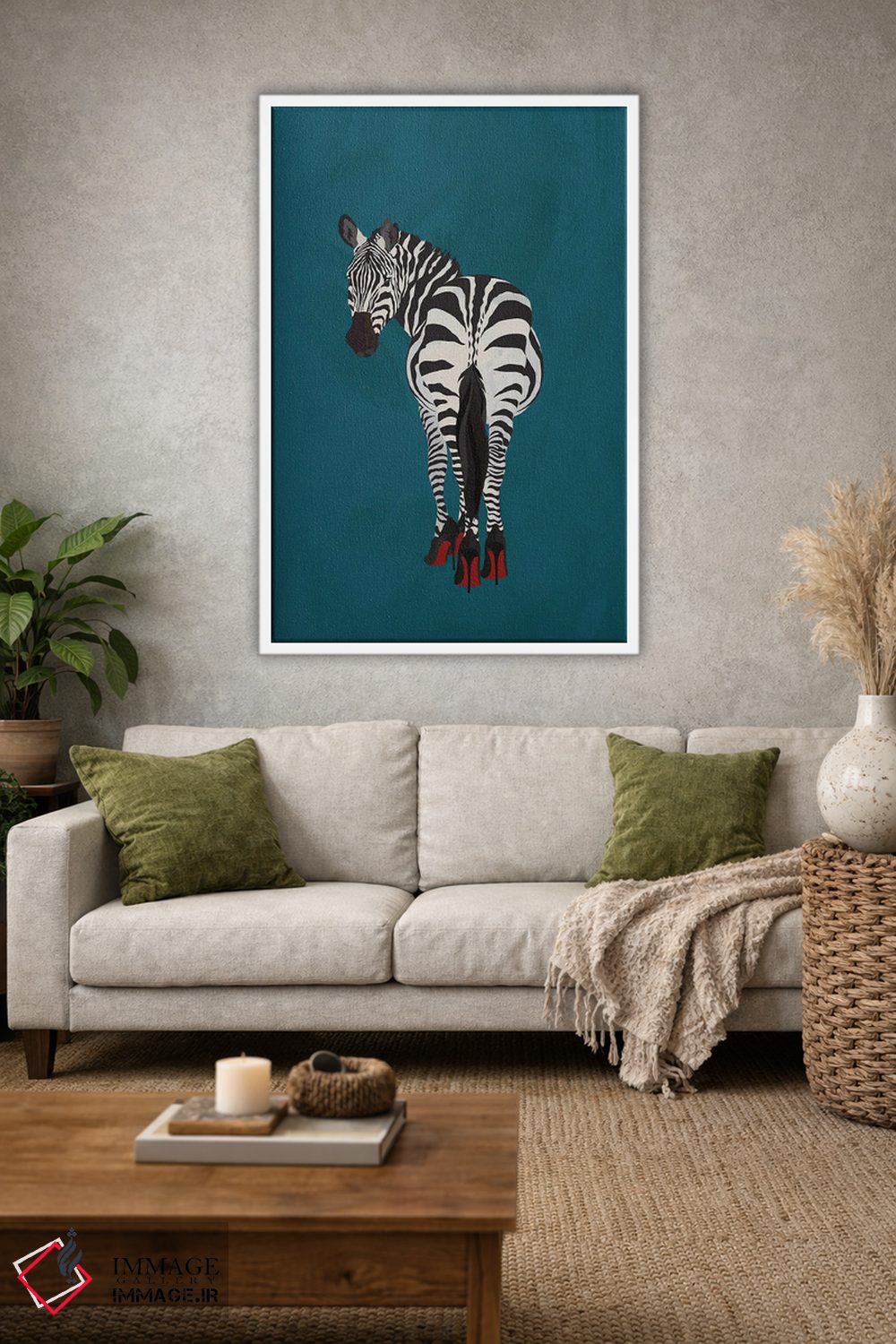 تابلو مینیمال گورخر شیک پوش با کفش پاشنه بلند اثر سارا مانوفسکی - D1W