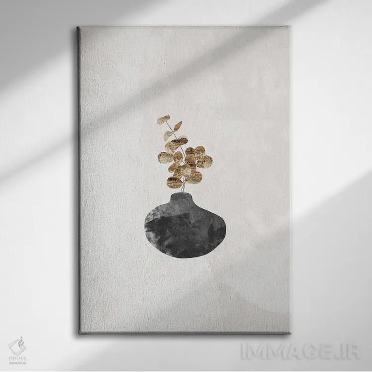 تابلو مینیمال گیاه اکالیپتوس طلایی I اثر سارا مانوفسکی - نمای روبهرو روی دیوار