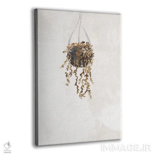 تابلو مینیمال گیاه رشته مروارید طلایی اثر سارا مانوفسکی - نمای پرسپکتیو محصول
