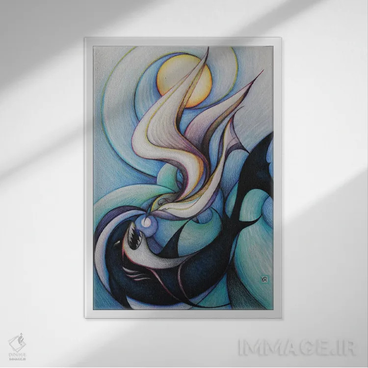 تابلو دکوراتیو تهاجم اثر ماسیمو ویتوریوسی - نمای قابدار سفید