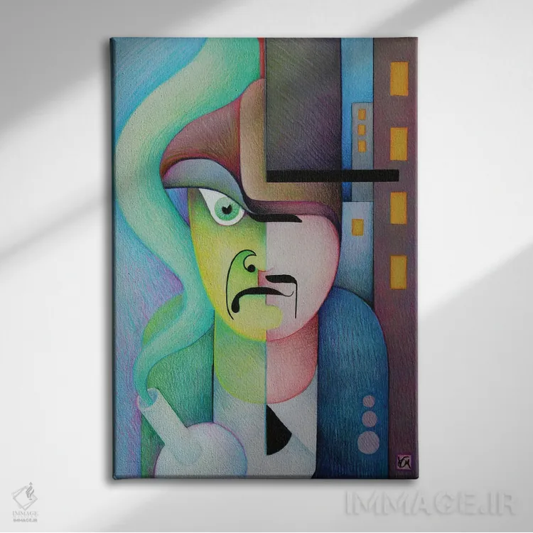 تابلو دکوراتیو دکتر جکیل و آقای هاید اثر ماسیمو ویتوریوسی - نمای روبهرو روی دیوار