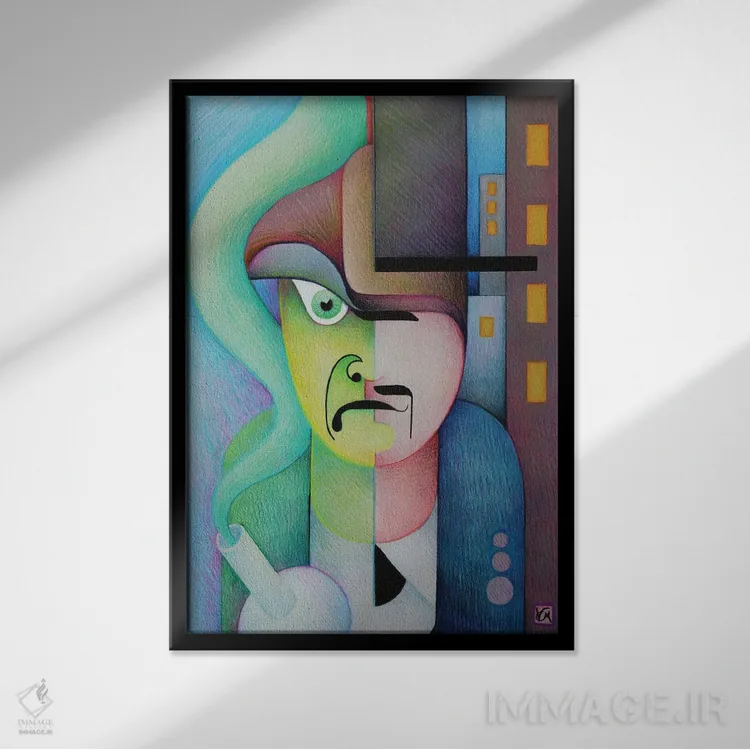 تابلو دکوراتیو دکتر جکیل و آقای هاید اثر ماسیمو ویتوریوسی - نمای قابدار مشکی