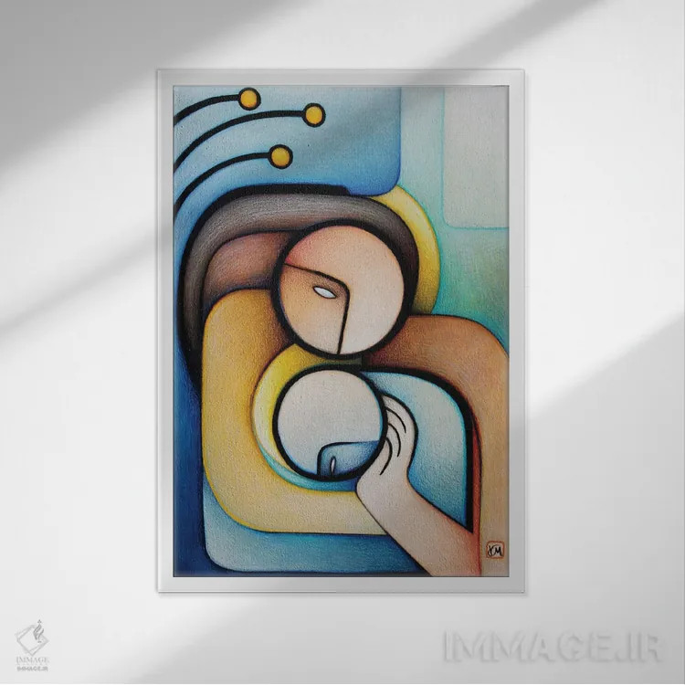 تابلو دکوراتیو تماس اثر ماسیمو ویتوریوسی - نمای قابدار سفید