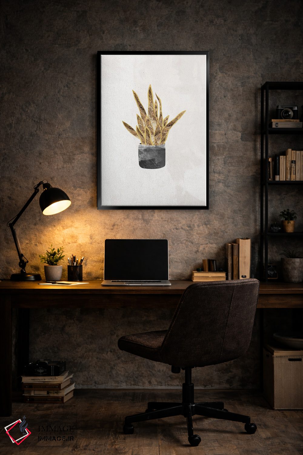 تابلو مینیمال گیاه سانسوریا طلایی اثر سارا مانوفسکی - D5B