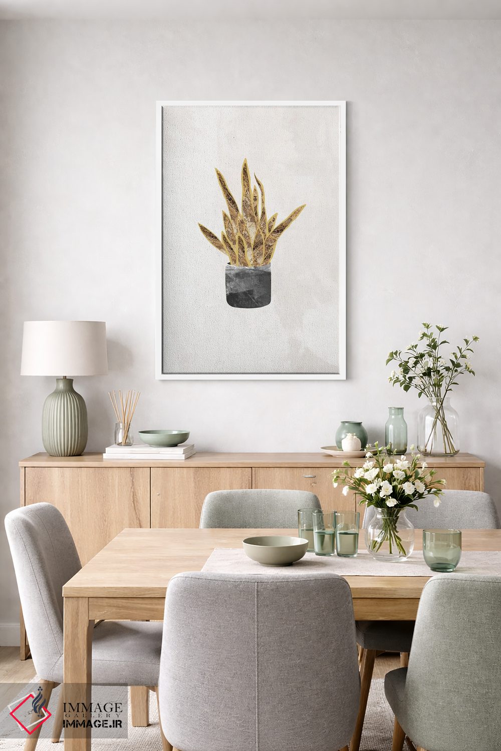 تابلو مینیمال گیاه سانسوریا طلایی اثر سارا مانوفسکی - D4W