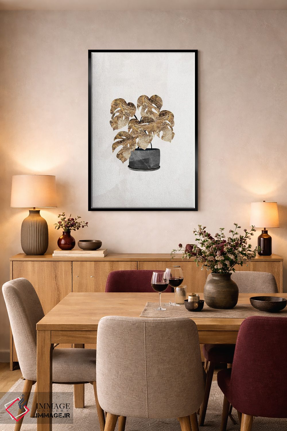 تابلو مینیمال گیاه پنیر سوئیسی طلایی اثر سارا مانوفسکی - D4B