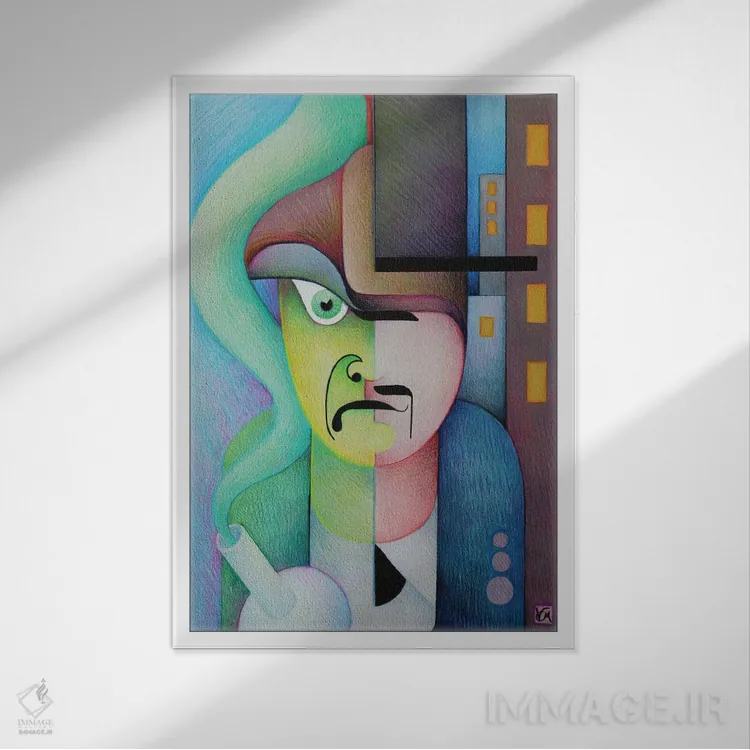 تابلو دکوراتیو دکتر جکیل و آقای هاید اثر ماسیمو ویتوریوسی - نمای قابدار سفید